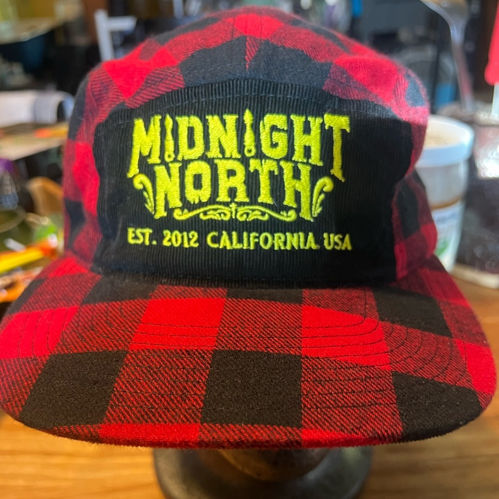 Midnight North Red and Black Plaid Cap